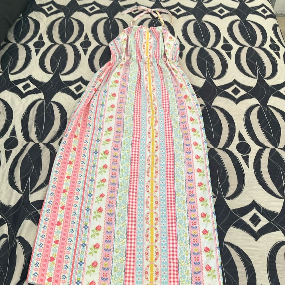 Vintage 1970’s handmade maxi halter dress, low back